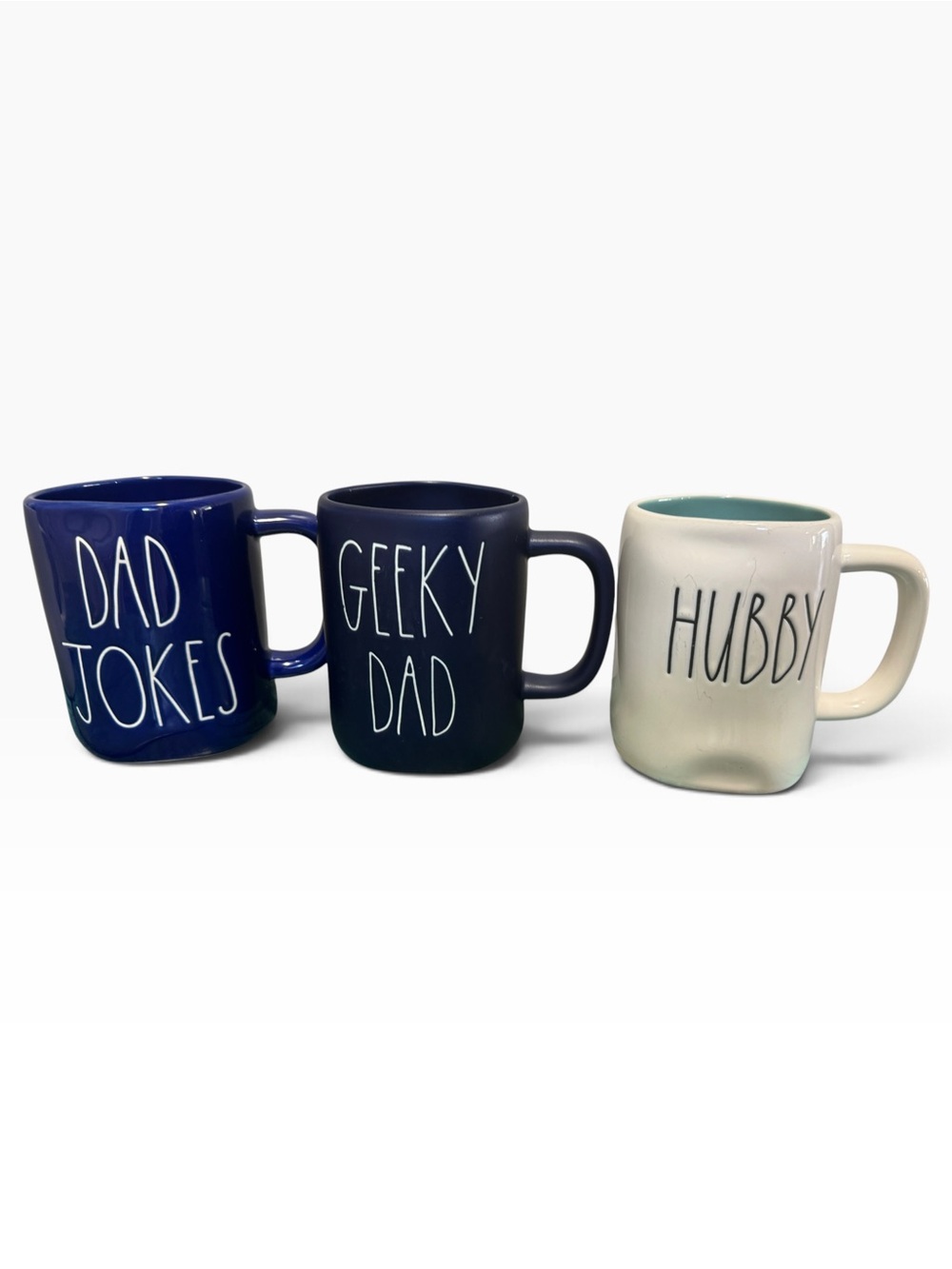 Rae Dunn Coffee Mug Lot Set of 3 Dad Jokes Geeky Dad Hubby Father